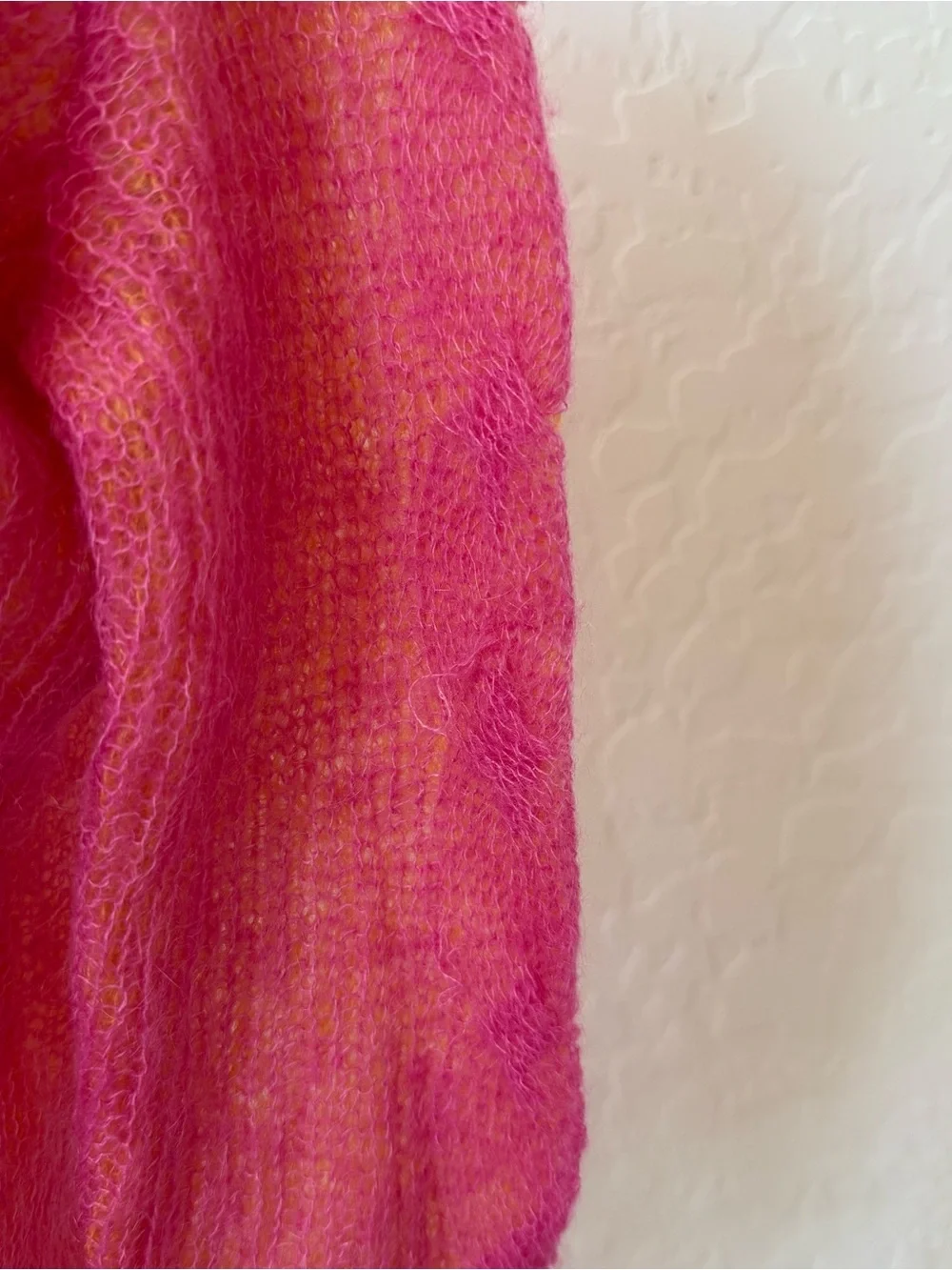 Free People Mohair Cardigan Y2k Double Knit Pink Yellow Sheer